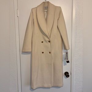 Vintage Cream Pea Coat Gold Accents
